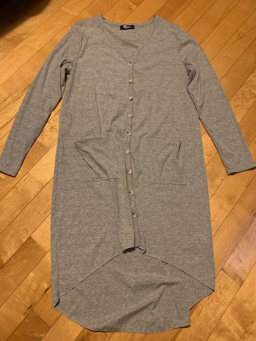 Rogue Gray Button-Front Long Knit Cardigan